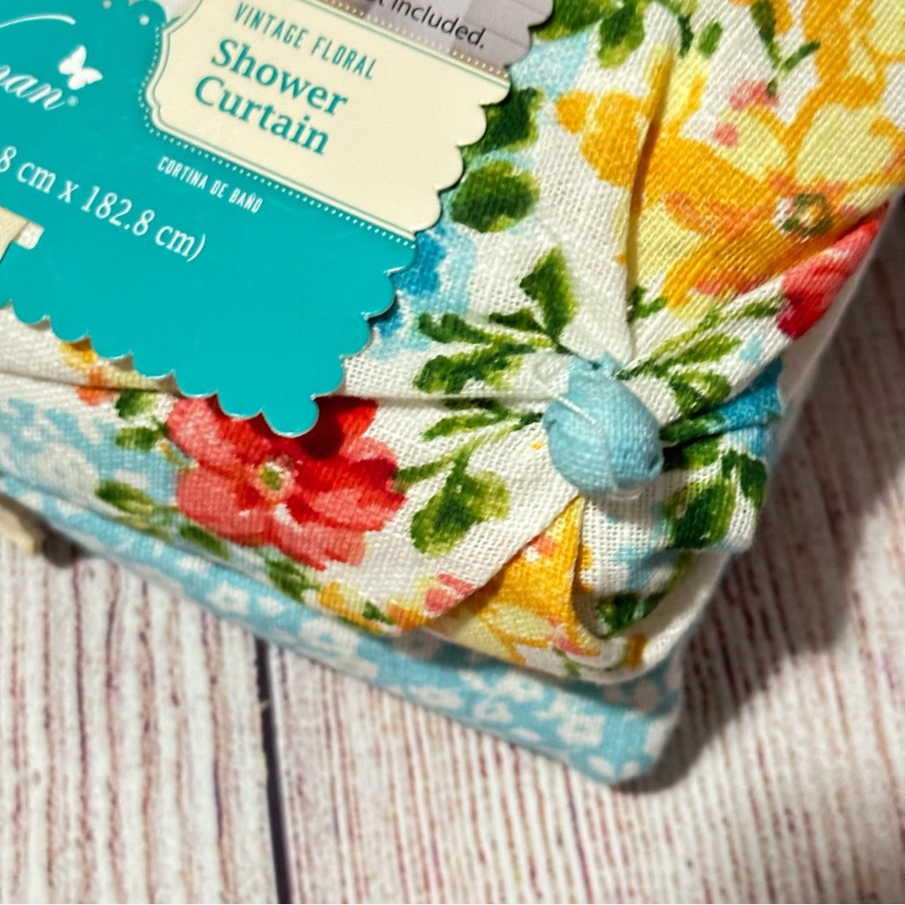 The Pioneer Woman Vintage Floral Cotton Shower Curtain, 72" NEW - Picture 7 of 7